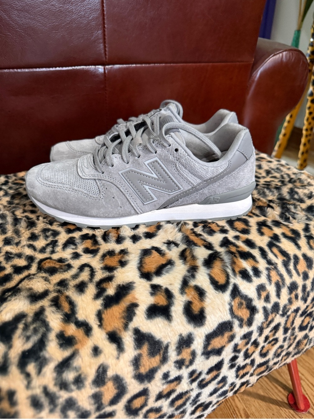 New Balance Grey Suede Athletic Sneakers